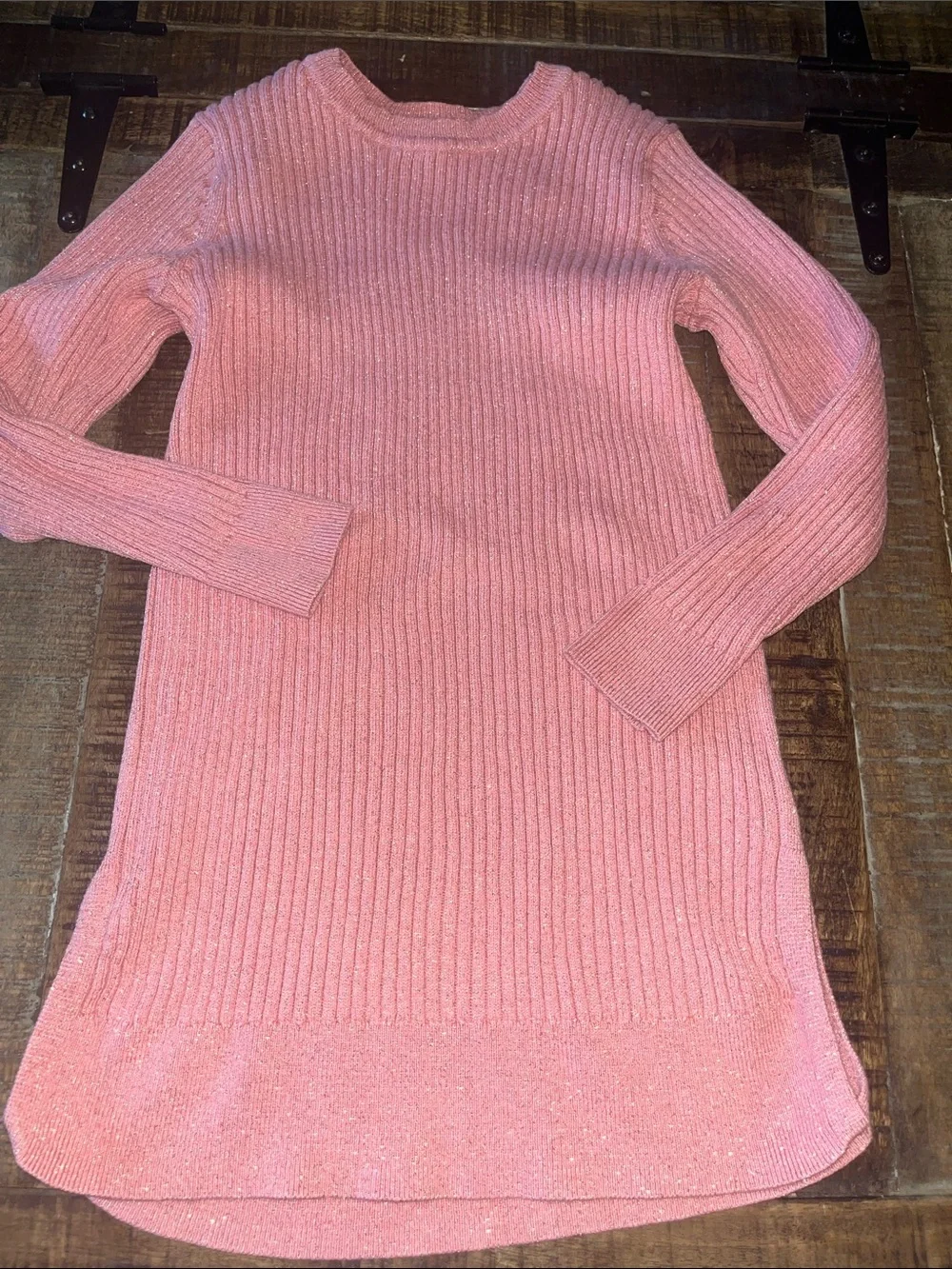 GAP Coral Pink Ribbed Long-Sleeve Sweater Dress
